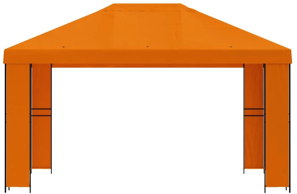 Pavėsinė 4 × 3 m Oranžinė Poliesteris ir plienas 190 gsm