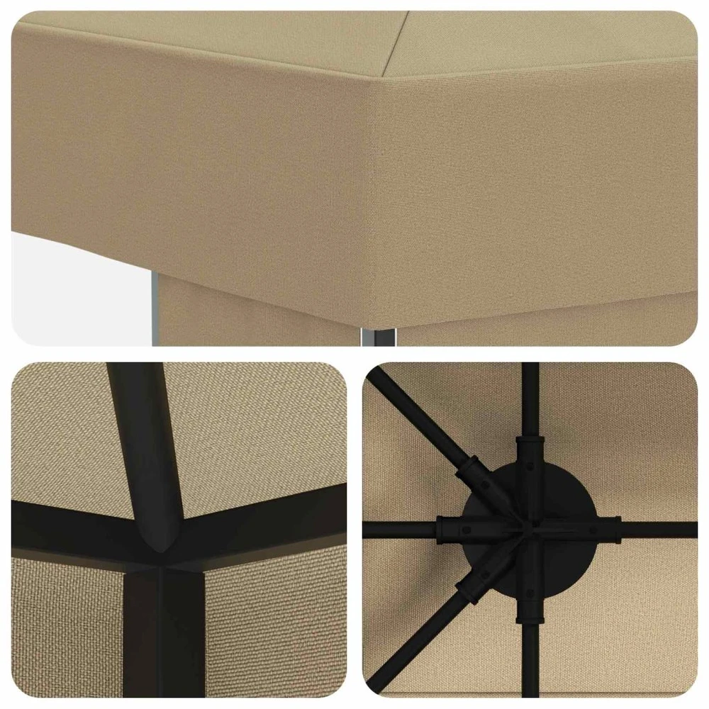 Pavėsinė 4 × 3 m Smėlio Poliesteris ir plienas 190 gsm