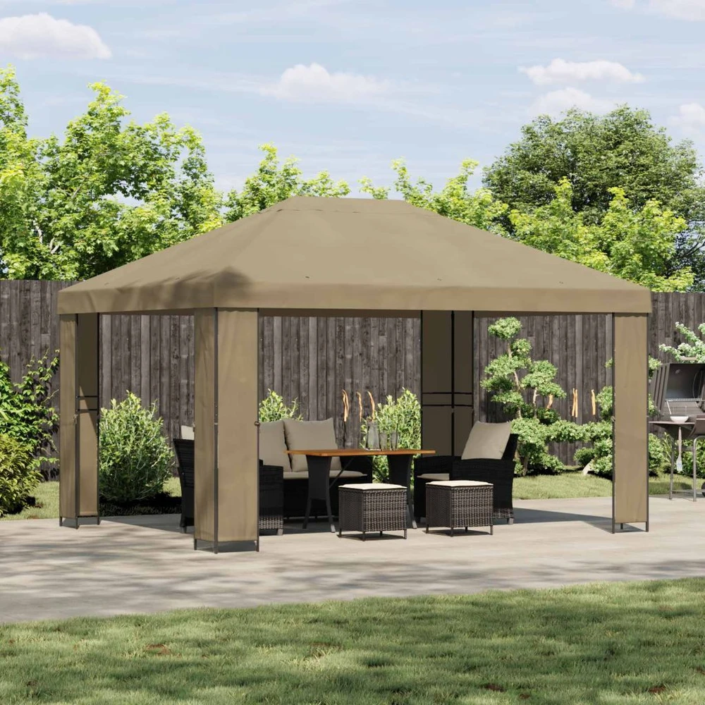 Pavėsinė 4 × 3 m Smėlio Poliesteris ir plienas 190 gsm