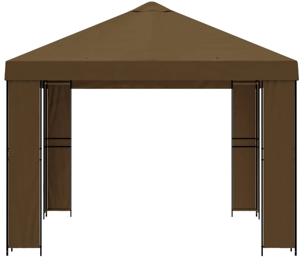 Pavėsinė 4 × 3 m Taupe Poliesteris ir plienas 190 gsm
