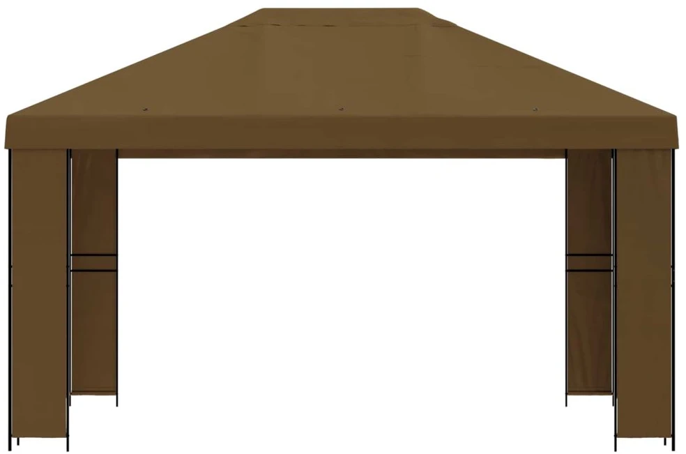 Pavėsinė 4 × 3 m Taupe Poliesteris ir plienas 190 gsm