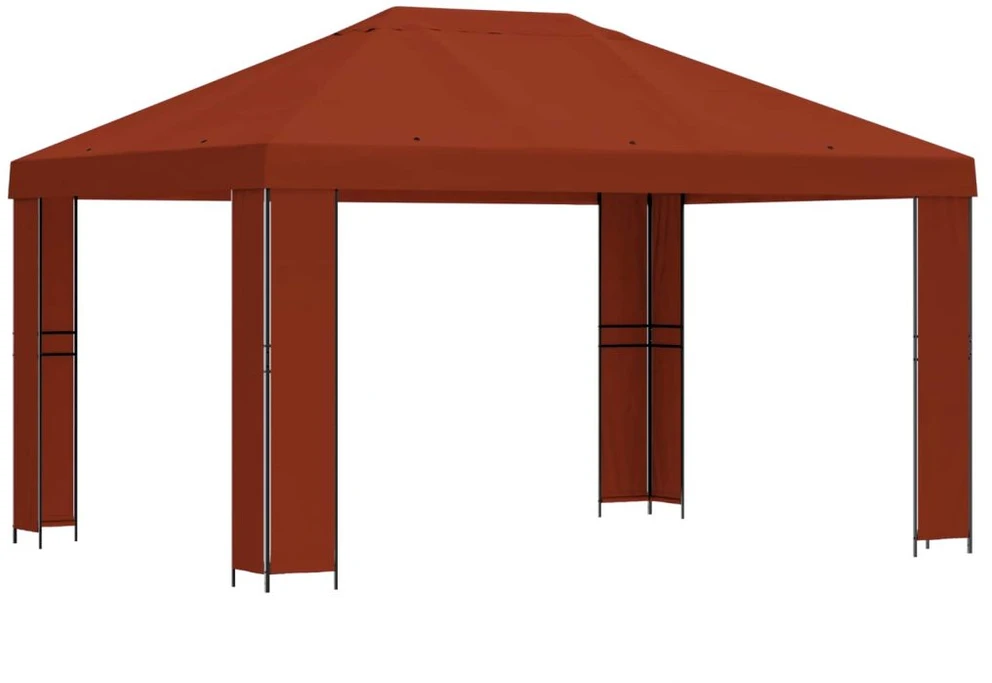 Pavėsinė 4 × 3 m Terakotos Poliesteris ir plienas 190 gsm