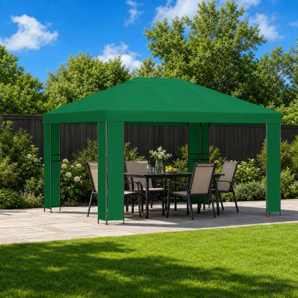 Pavėsinė 4 × 3 m Žalia Poliesteris ir plienas 190 gsm