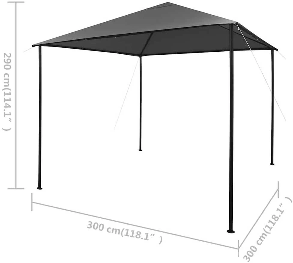 Pavėsinė, antracito spalvos, 3x3m, audinys ir plienas, 180 g/m²