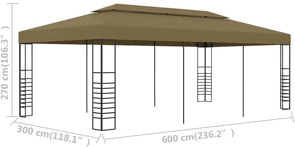 Pavėsinė-palapinė, taupe spalvos, 6x3x2,7m, 180g/m²