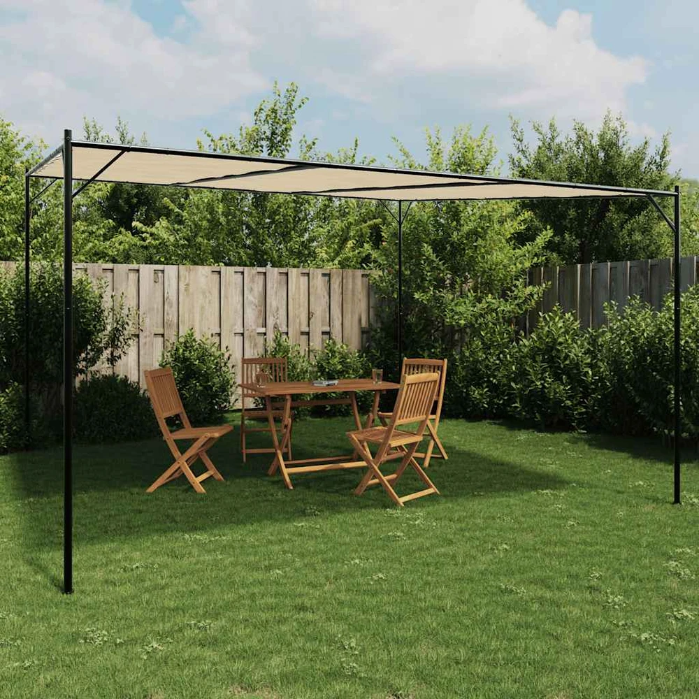 Pavėsinė, smėlio spalvos, 4x4m, audinys ir plienas, 180g/m²