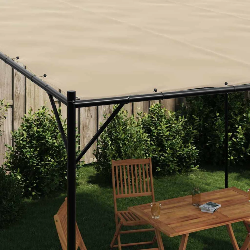 Pavėsinė, smėlio spalvos, 4x4m, audinys ir plienas, 180g/m²