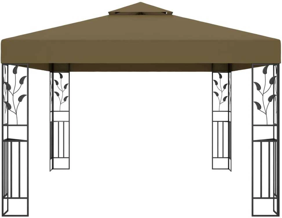 Pavėsinė su dvigubu stogu, taupe spalvos, 3x4m, 180g/m²