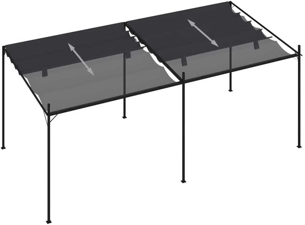 Pavėsinė su įtraukiamu stogu, antracito, 600x300x233cm