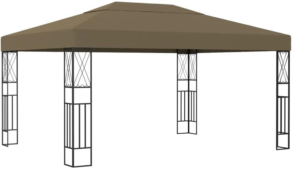 Pavėsinė su lempučių girliandomis LED, taupe, 3x4m