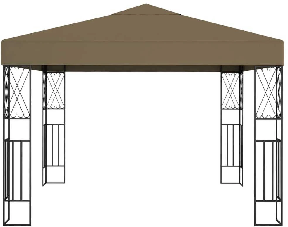 Pavėsinė su lempučių girliandomis LED, taupe, 3x3m