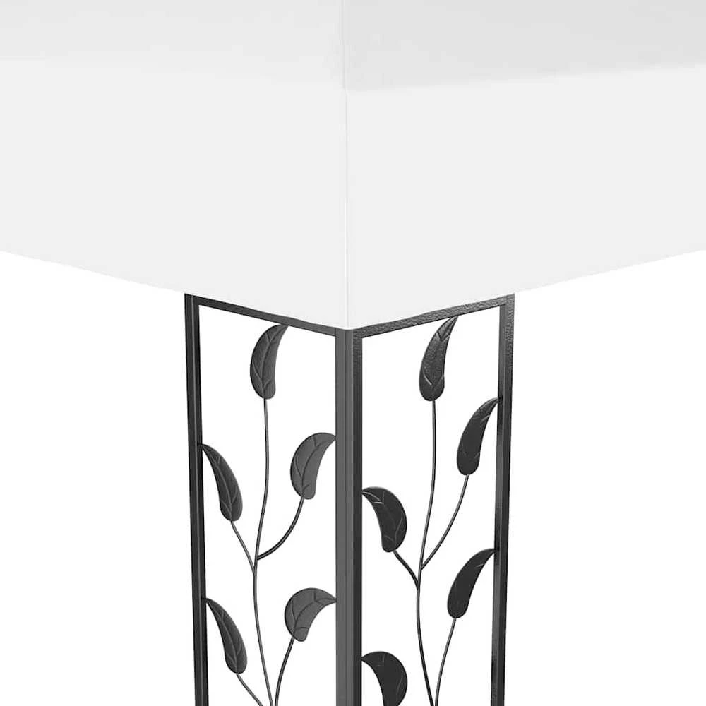 Pavėsinė su lemputėmis LED ir dvigubu stogu, baltos, 3x4m