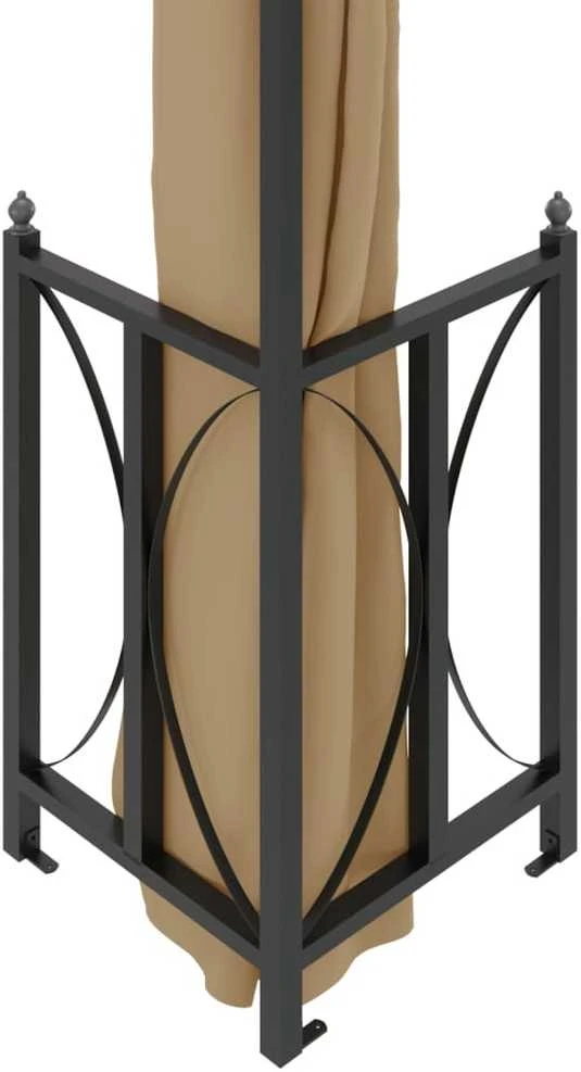 Pavėsinė su šoninėmis sienomis ir stogu, taupe spalvos, 3x4m