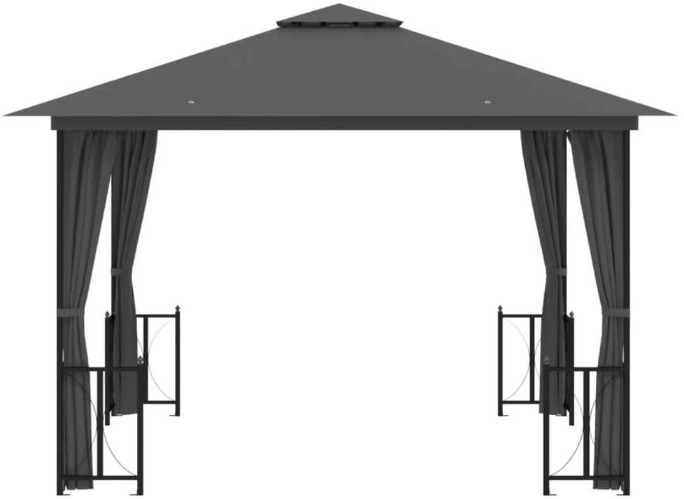 Pavėsinė su šoninėmis sienomis ir stogu, antracito, 3x3m