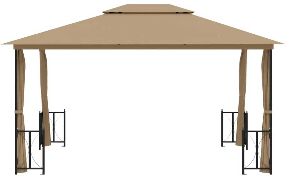 Pavėsinė su šoninėmis sienomis ir stogu, taupe spalvos, 3x4m