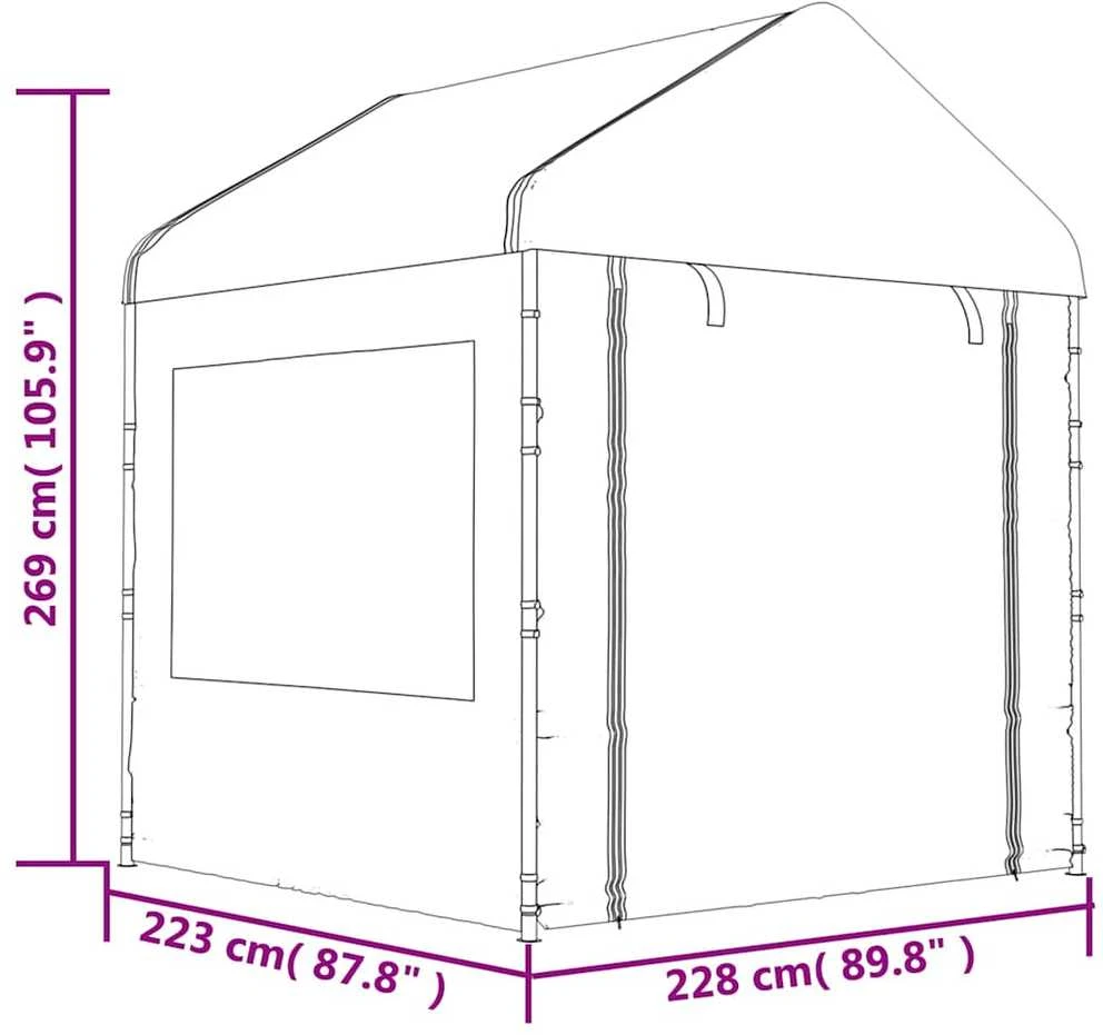 Pavėsinė su stogu, balta, 2,28x2,23x2,69m, polietilenas