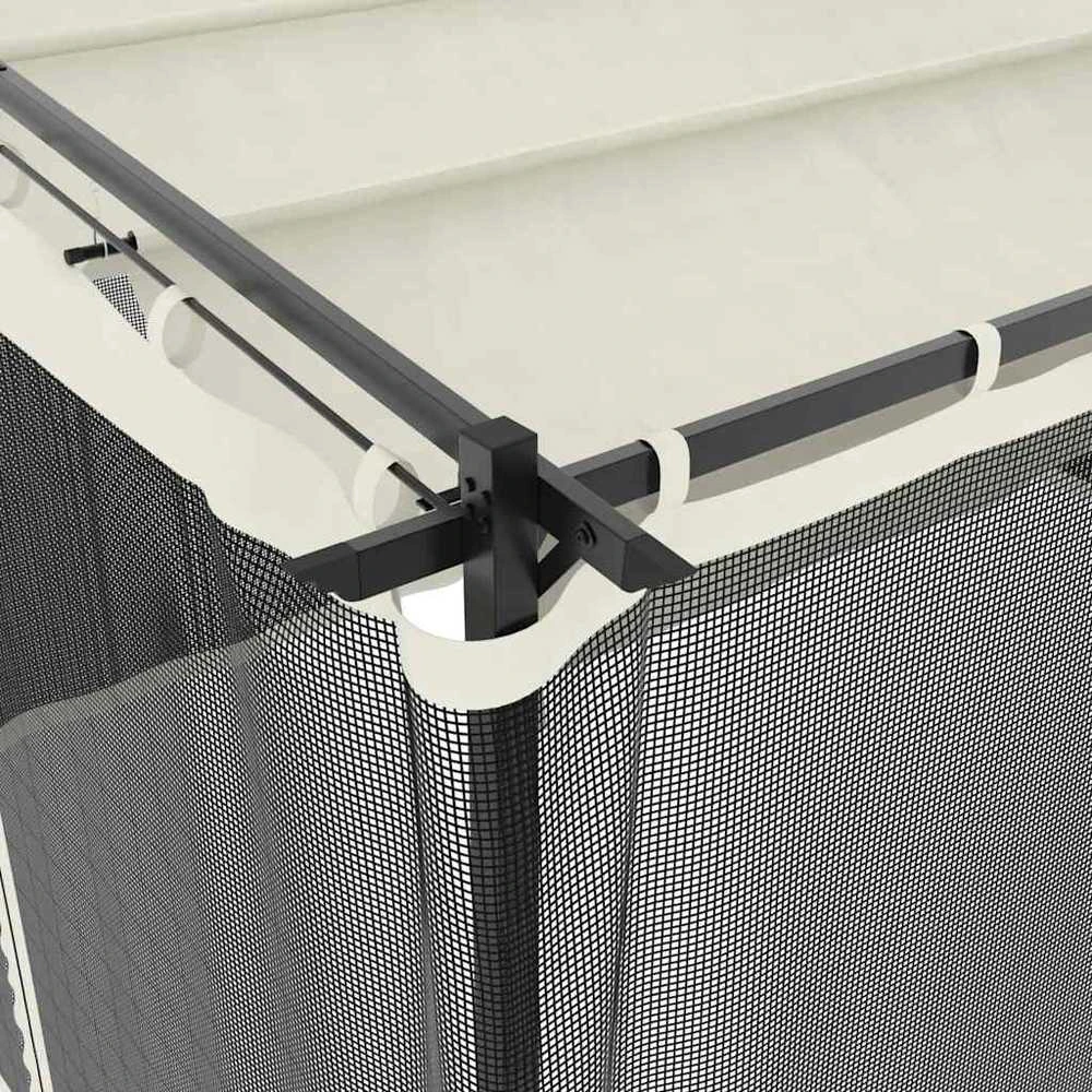 Pavėsinė su tinklelio sienelėmis, kreminė spalva, 4x3m, plieno