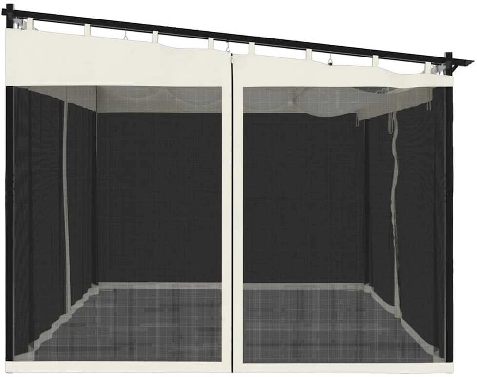 Pavėsinė su tinklelio sienelėmis, kreminė spalva, 4x3m, plieno