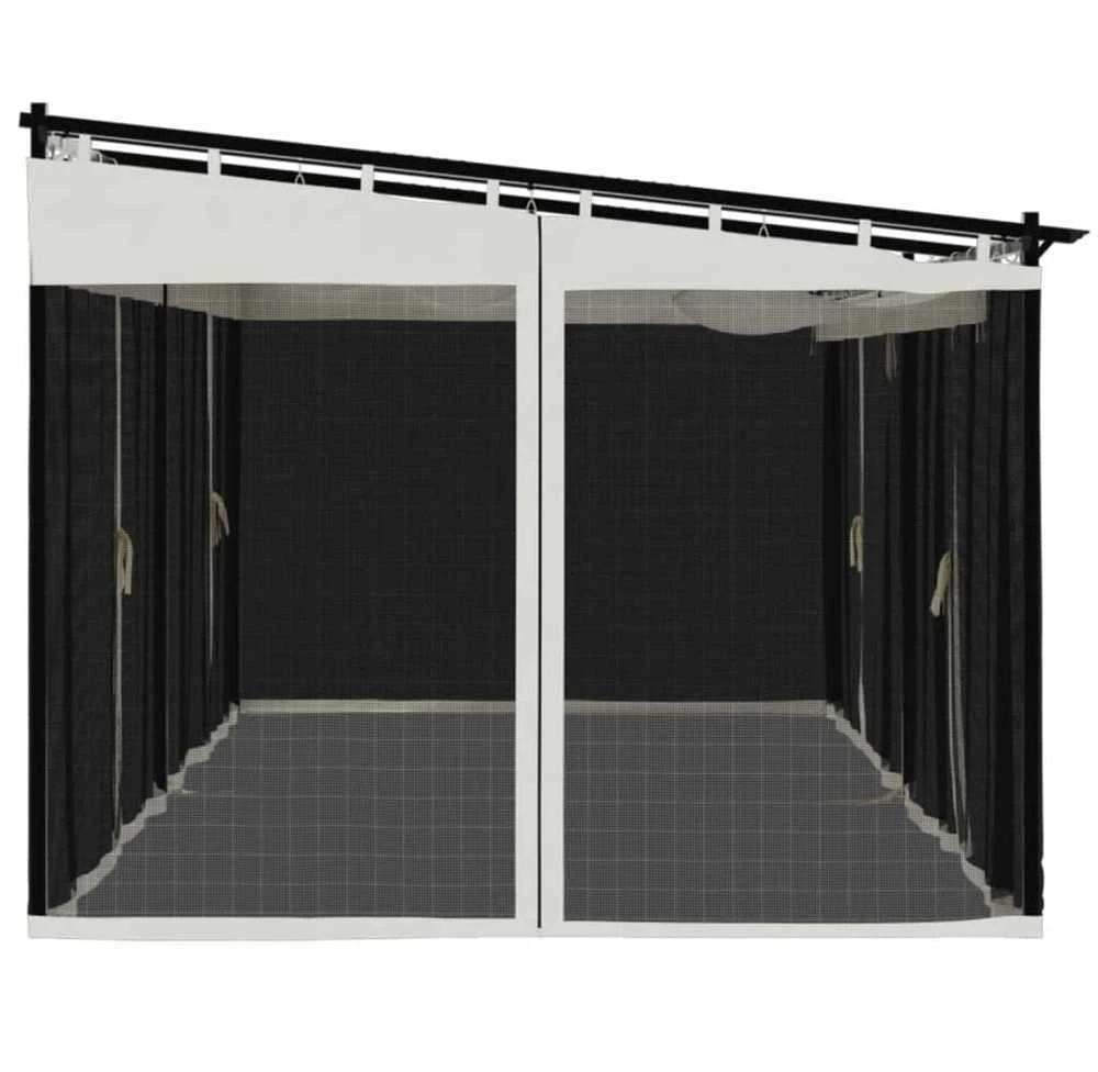 Pavėsinė su tinklelio sienelėmis, kreminė, 6x3m, plienas