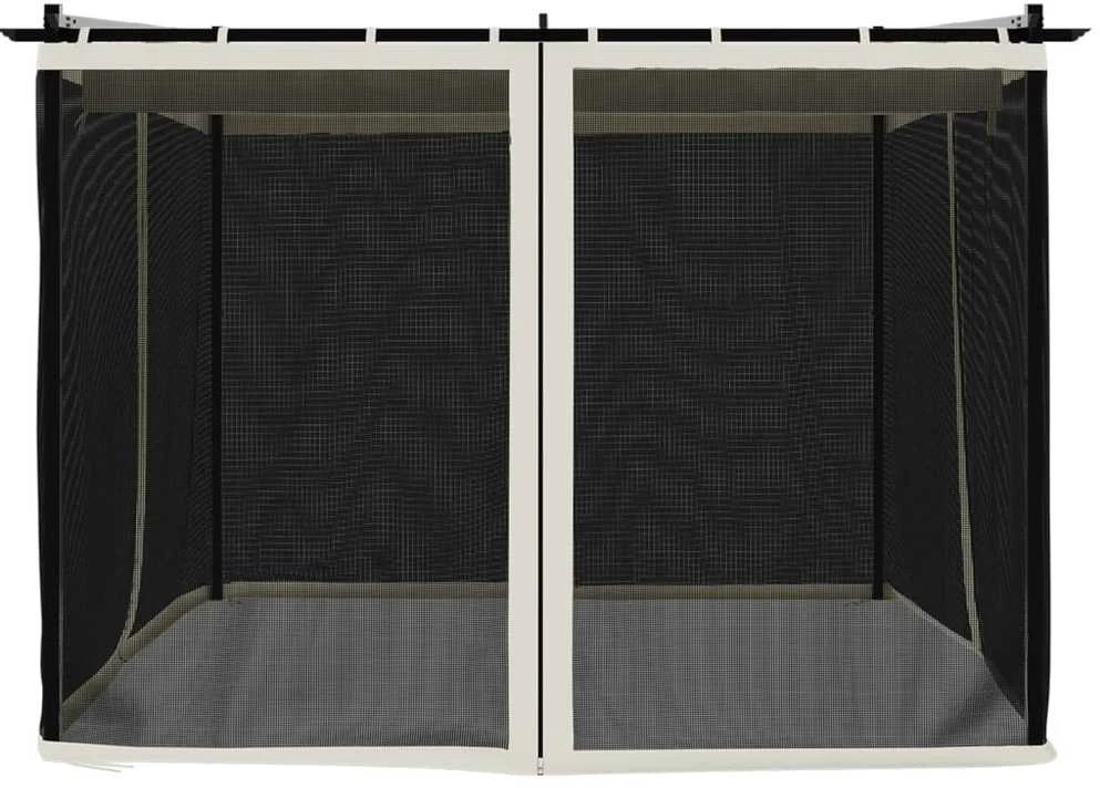 Pavėsinė su tinklelio sienelėmis, kreminės, 3x3m, plienas