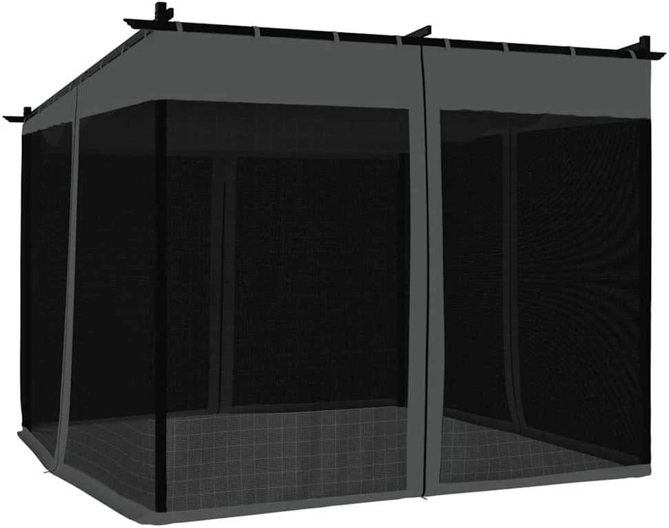 Pavėsinė su tinklinėmis sienelėmis, antracito, 3x3m, plienas