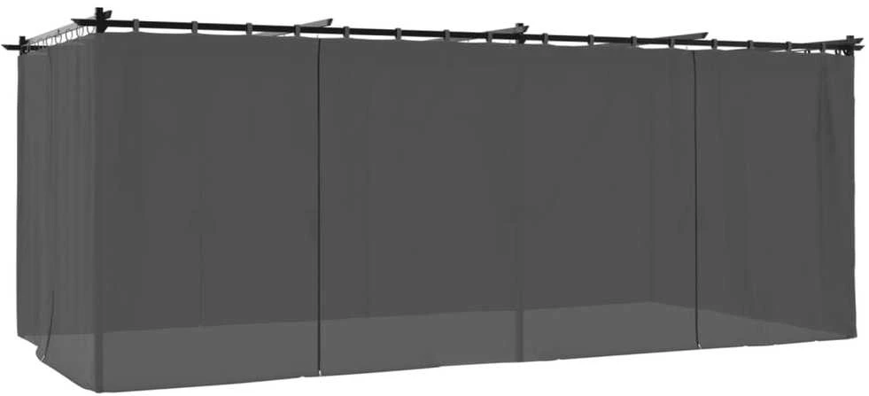 Pavėsinė su užuolaidomis, antracito spalvos, 6x3m, plienas