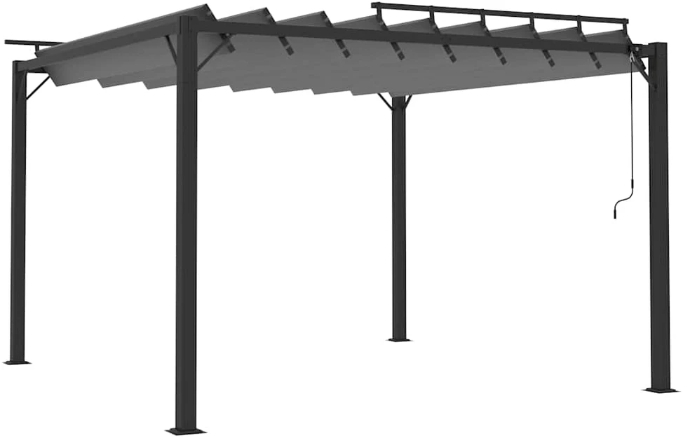 Pavėsinė su žaliuzių stogu, antracito, 3x3m, audinys/aliuminis