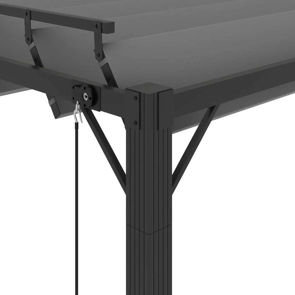 Pavėsinė su žaliuzių stogu, antracito, 3x4m, audinys/aliuminis