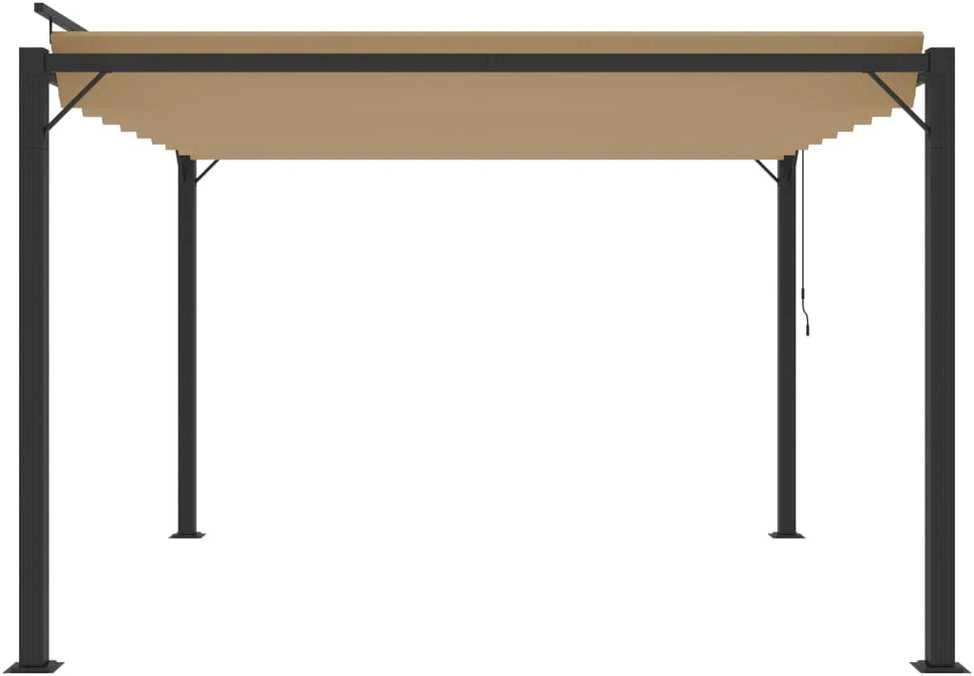 Pavėsinė su žaliuzių stogu, taupe, 3x3m, audinys/aliuminis