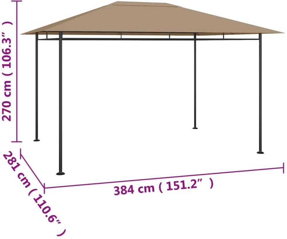 Pavėsinė, taupe spalvos, 384x281x270 cm, 180g/m²