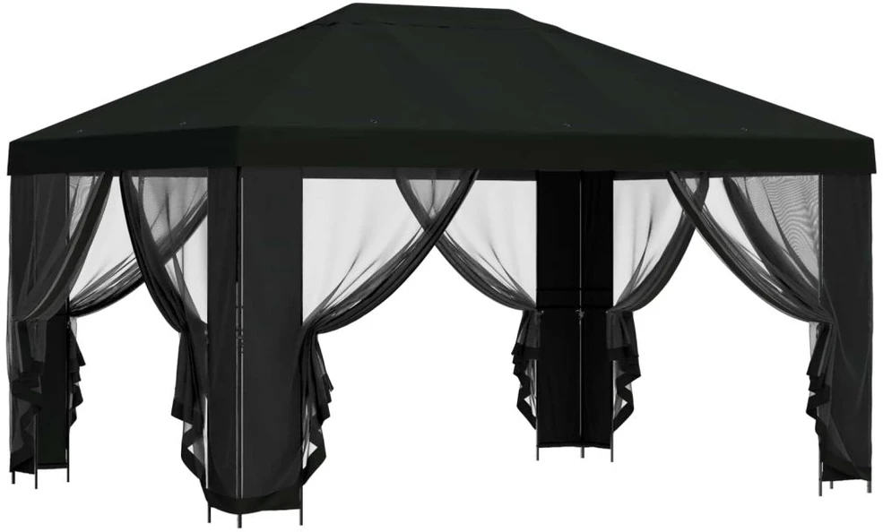 Paviljonas su šoninėmis sienelėmis 4 × 3 m Juoda