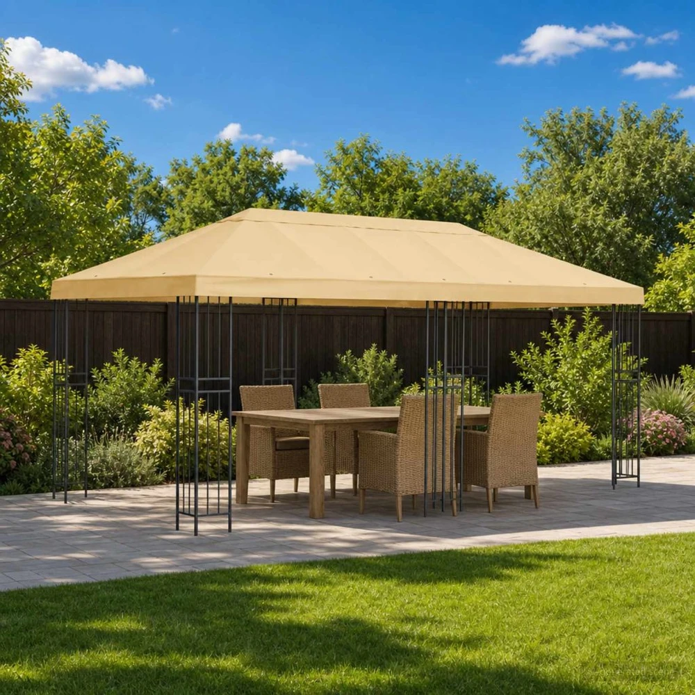 Sodo Paviljonas 6 x 3 m Kreminė Poliesteris ir plienas 190 gsm