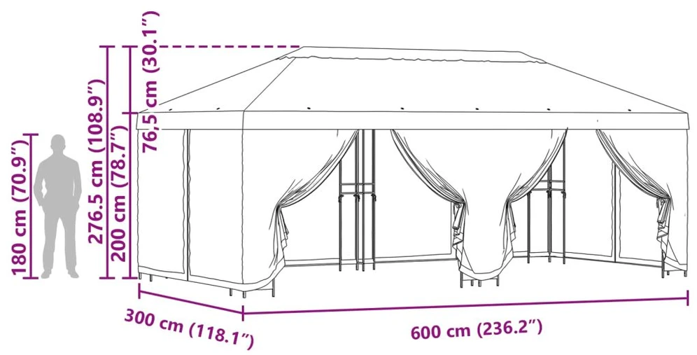 Sodo pavėsinė su šoninėmis sienelėmis 6 x 3 m Smėlio