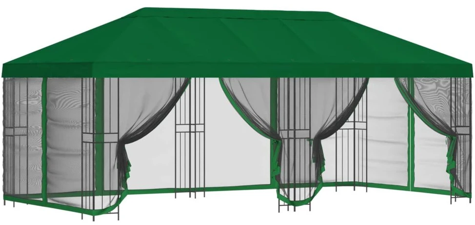 Paviljonas su šoninėmis sienelėmis 6 x 3 m Žalia