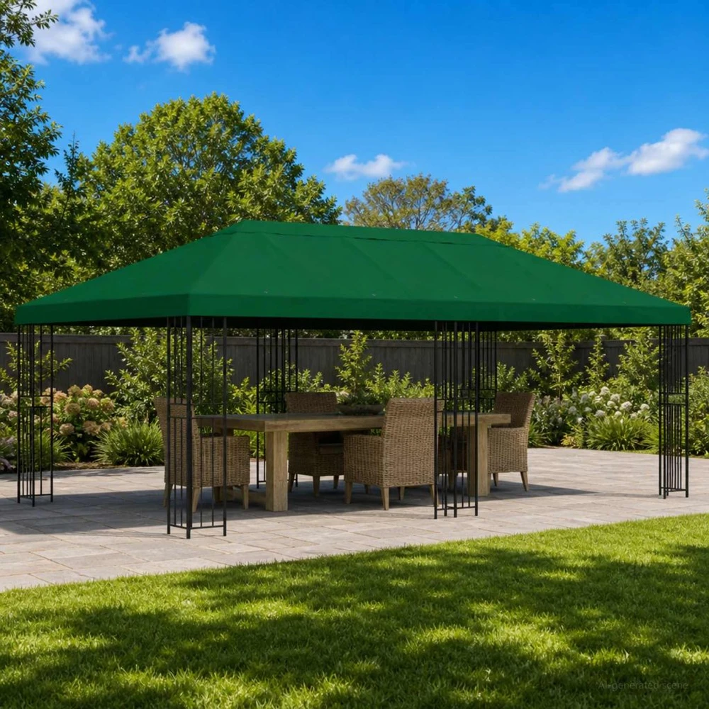 Sodo Paviljonas 6 x 3 m Žalia Poliesteris ir plienas 190 gsm