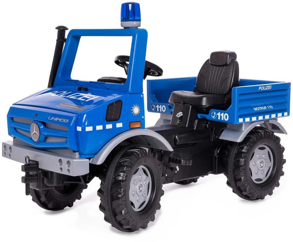 Pedalinis sunkvežimis policijos automobilis Rolly Toys RolliUnimog Mercedes-Benz