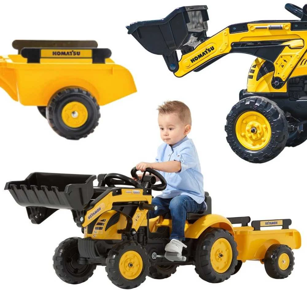 Minamas traktorius ekskavatorius su priekaba ir kaušu FALK Komatsu
