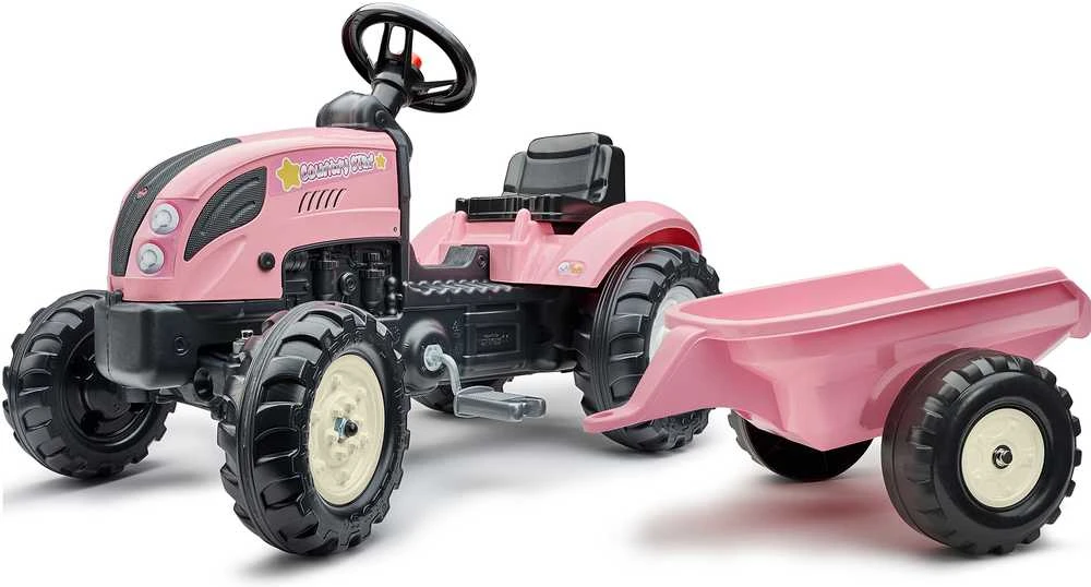 Vaikiškas pedalinis traktorius Falk Country Star 2056L, su priekaba, rožinis