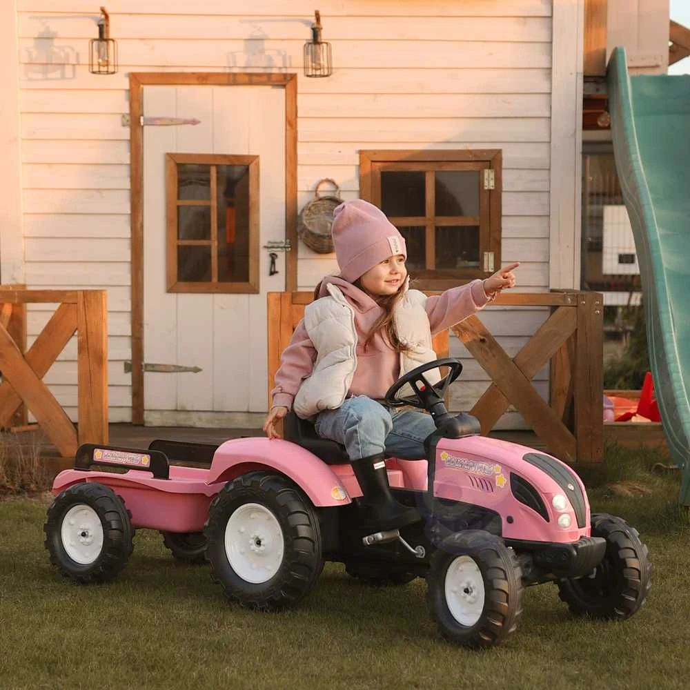 Vaikiškas pedalinis traktorius Falk Country Star 2056L, su priekaba, rožinis