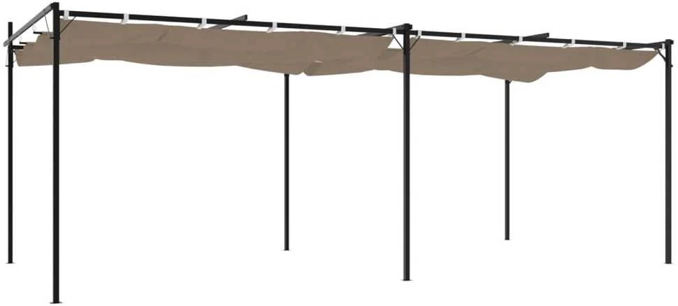 Pergolė su ištraukiamu stogu, taupe spalvos, 589x292x230cm