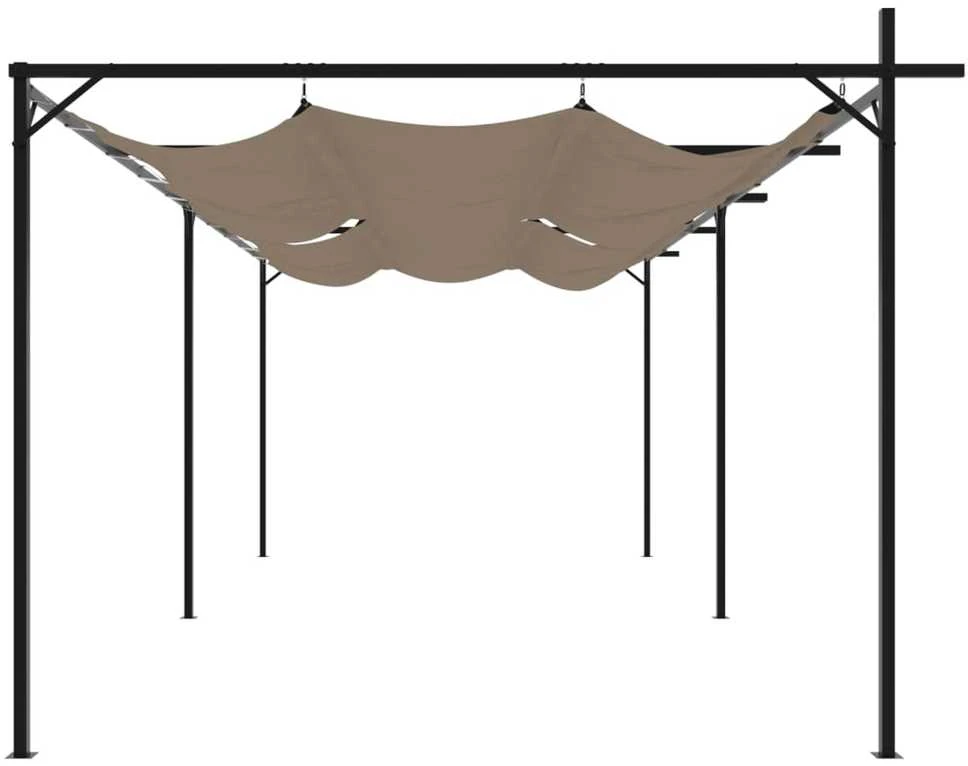 Pergolė su ištraukiamu stogu, taupe spalvos, 589x292x230cm