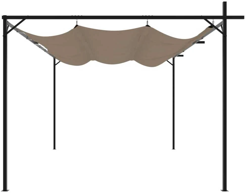 Pergolė su ištraukiamu stogu, taupe spalvos, 395x292x230cm