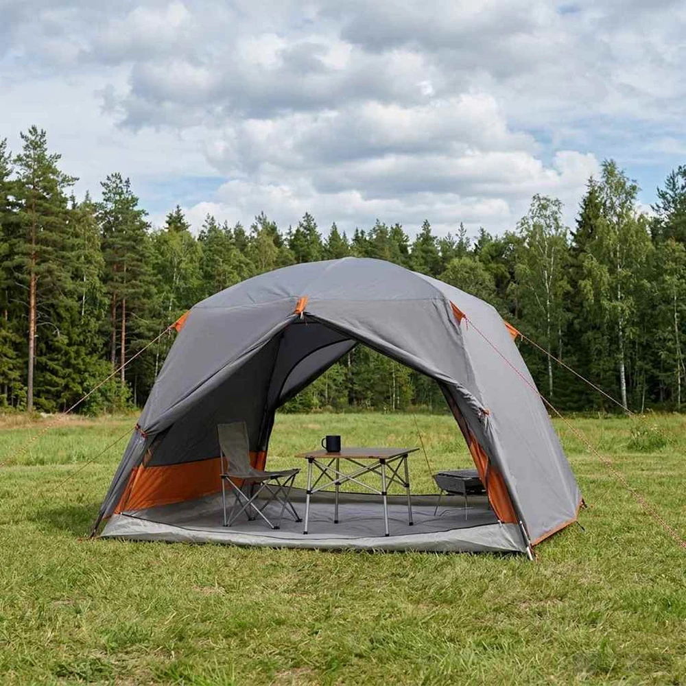 Pėsčiųjų kempingo palapinė 2 asmeniui Pilka ir oranžinė