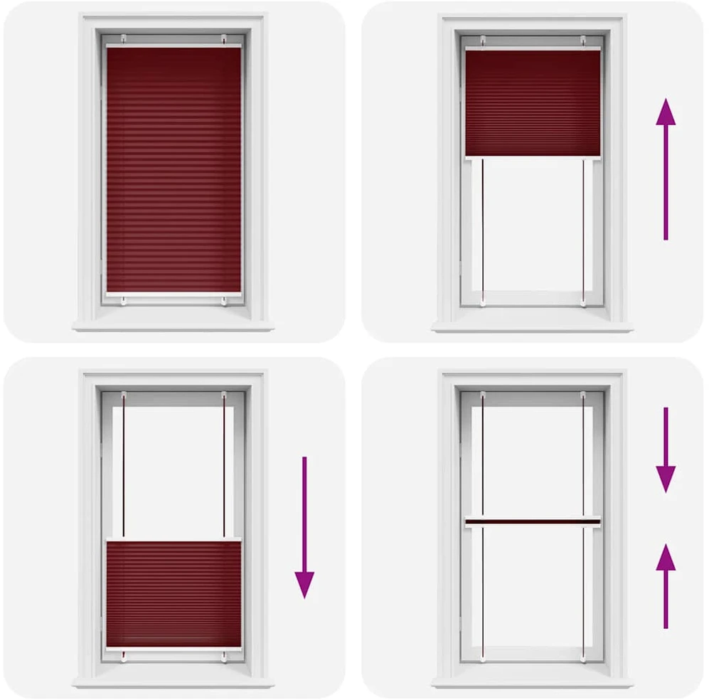 Plisuota žaliuze Bordo raudona 70x150 cm Audinio plotis 69,4 cm