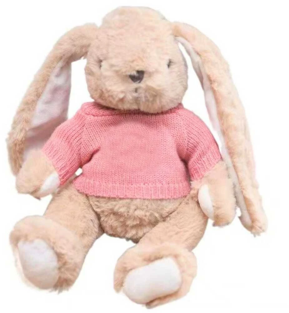 Lean Toys Pliušinis zuikutis su rožiniu megztiniu, 22 cm