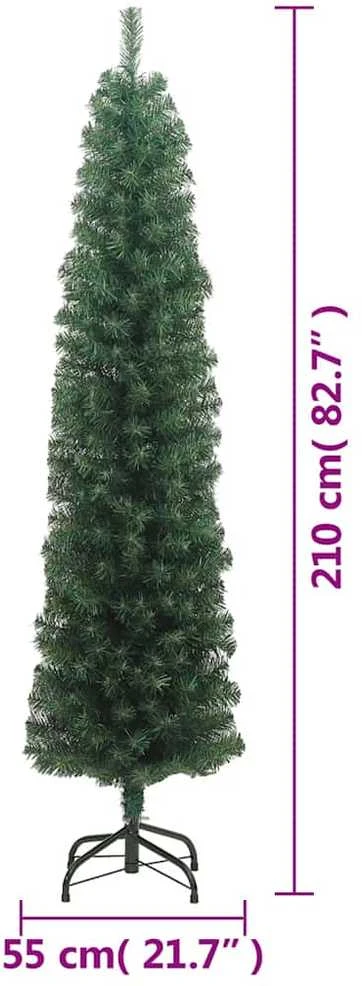 Plona dirbtinė Kalėdų eglutė su stovu, žalia, 210cm, PVC