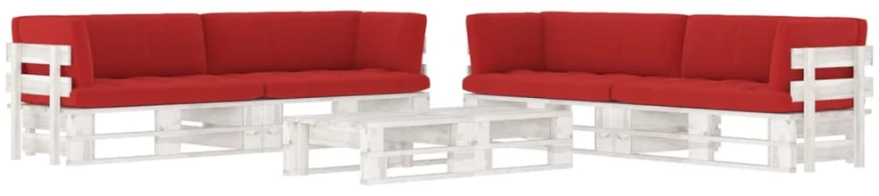 Lauko baldų komplektas Poilsio komplektas iš palečių su pagalvėlėmis, 6 dalių, pušis