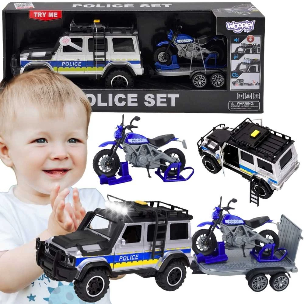Policijos visureigis su motociklu ir priekaba WOOPIE