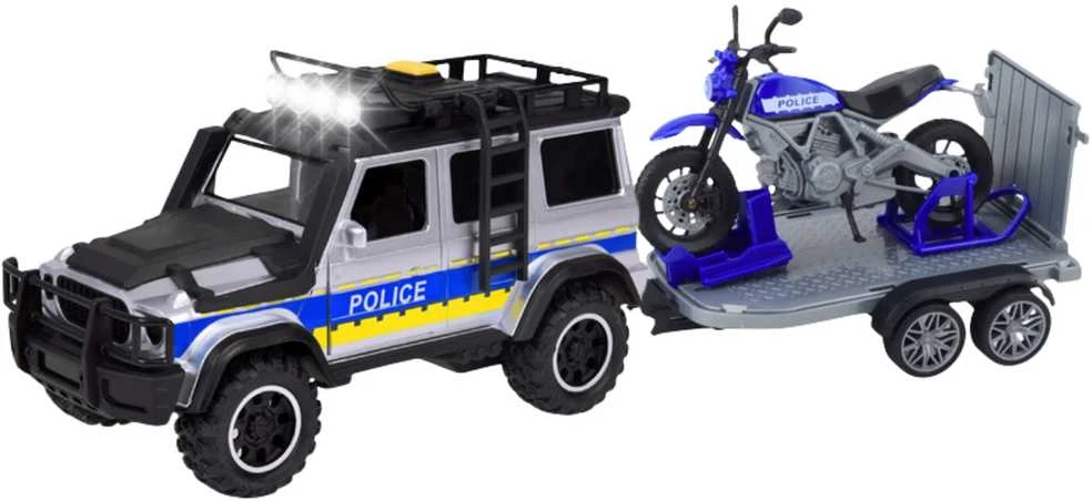 Policijos visureigis su motociklu ir priekaba WOOPIE