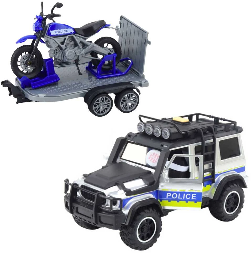 Policijos visureigis su motociklu ir priekaba WOOPIE